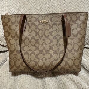 Coach Tan and Brown Signature Tote